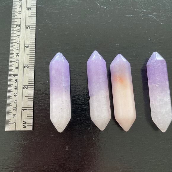 Four Dyed Rose Quartz Double Points - #7 - Picture 1 of 2